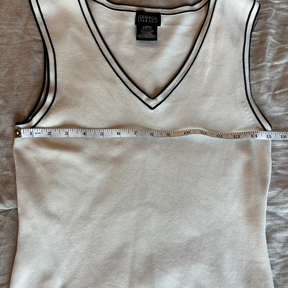 George Stretch Cream/Black Striped Two Piece Tank/Cardigan- M - Picture 5 of 8